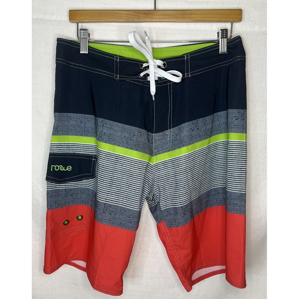 Nonwe Men's Size 30 Board Shorts/Swim Trunks Lined Multi-color Striped Surf